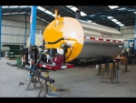 Stratos Asphalt Distributor tank shown during production with spray bar, Stratos model dms-2000